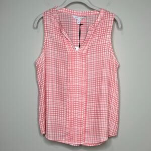 41 Hawthorn Sleeveless Breyson Blouse Size MP NWT Pleat Detail Split Neck